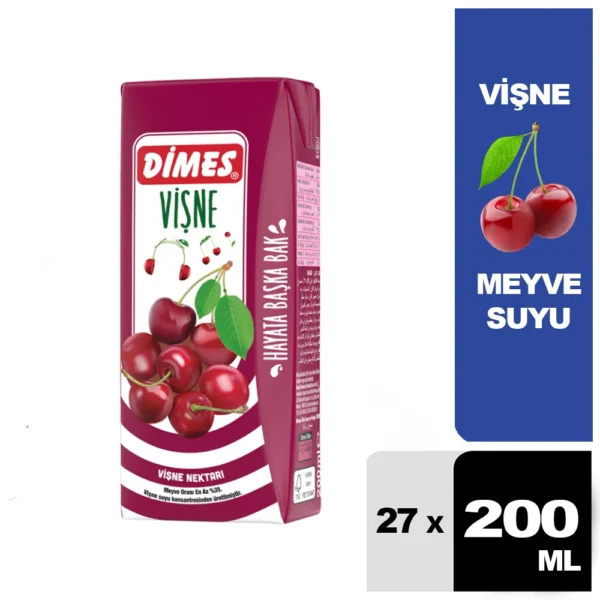 Dimes Meyve Suyu Vişne 200 ml 27'li Paket