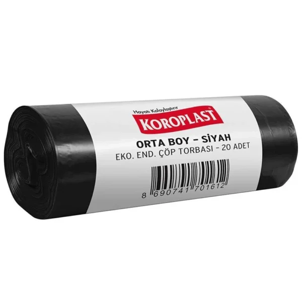 Koroplast Eko Endüstriyel Orta Boy Çöp Torbası 55×60 cm Siyah